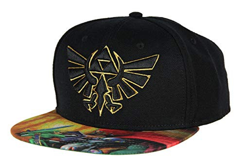 Nintendo Legend of Zelda Triforce Link vs Ganondorf Sublimated Flat Bill Adjustable Snapback Hat Cap Black