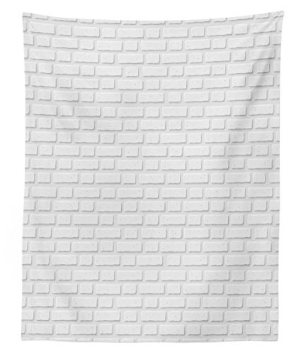 Lunarable White Tapestry Twin Size  Urban City Construction Theme with Cartoon Style Brick Wall Architecture Concept  Wall Hanging Bedspread Bed Cover Wall Decor  68  X 88   Grey White