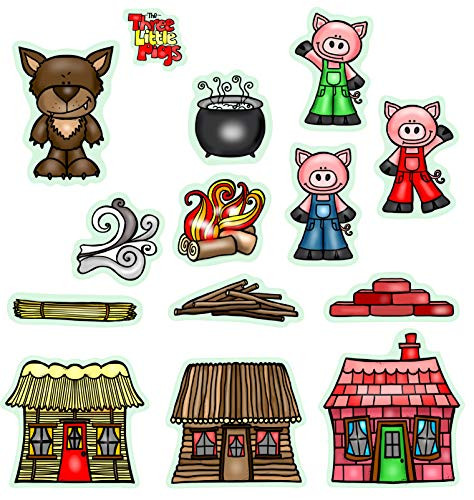 Three Little Pigs Story Set Flannel- Felt Board Figures 14 Pieces PRECUT Plus Coloring Activity Pages