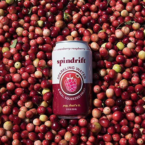 Spindrift Sparkling Water  Cranberry Raspberry Flavored  Made with Real Squeezed Fruit  12 Fl Oz Cans  Pack of 24 Only 8 Calories per Seltzer Water Can