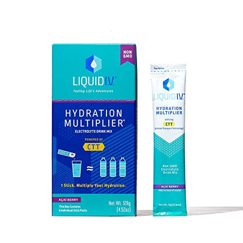 Liquid I-V- Hydration Multiplier  Electrolyte Powder  Easy Open Packets  Supplement Drink Mix Acai Berry 8