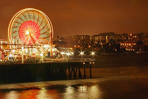 Ferris Wheel At Night Poster Print 17 x 11