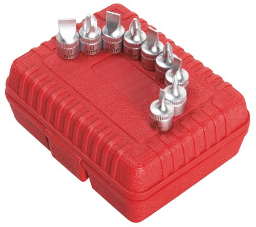 Sunex 9919 1/4-Inch Drive Stubby Slot and Phillips Screwdriver Bit Set, 9 Piece