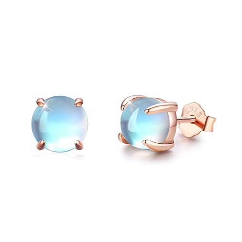 Moonstone Earrings 925 Sterling Silver Round Synthetic Moonstone Stud Earrings Moonstone Jewelry for Women Hypoallergenic Earrings for Sensitive Ears B-Rose Gold 6 Moonstone Earrings 925 Sterling Silver Round Synthetic Moonstone Stud Earrings Moonstone Jewelry for Women Hypoallergenic Earrings for Sensitive Ears B-Rose Gold 6