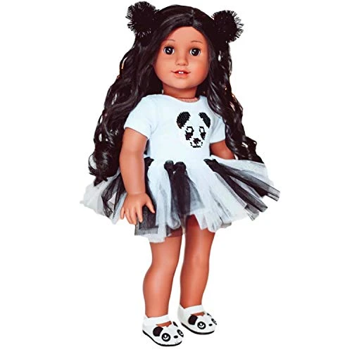 MY GENIUS DOLLS Panda Doll Clothes- Fits 18 inch Dolls Like Our Generation  My Life  American Girl Doll- Accessories  Outfits  Headband  Reversible Sequin Patch Tutu and Shoes Doll not Included