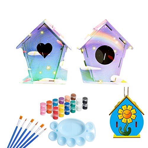Kids Wood Crafts Ages 4-6 - 3Pack DIY Bird House Kit for Children to Build and Paint Birdhouse Wooden Arts with 24 Paints and 6 Brushes for Girls Boys Toddlers Ages 3-5 8-12 Kids Wood Crafts Ages 4-6 - 3Pack DIY Bird House Kit for Children to Build and Paint Birdhouse Wooden Arts with 24 Paints and 6 Brushes for Girls Boys Toddlers Ages 3-5 8-12