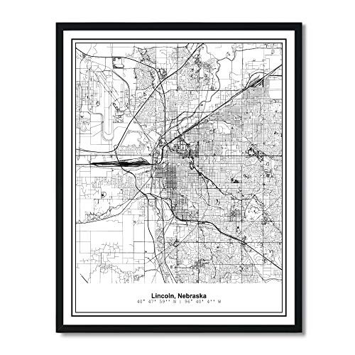 Susie Arts 11X14 Unframed Lincoln Nebraska Metropolitan City View Abstract Street Map Art Print Poster Wall Decor V326