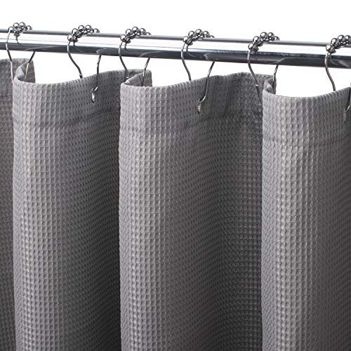AmazerBath Waffle Shower Curtain Heavy Duty Fabric Shower Curtains with Waffle Weave Hotel Quality Bathroom Shower Curtains 72 x 72 Inches Grey AmazerBath Waffle Shower Curtain Heavy Duty Fabric Shower Curtains with Waffle Weave Hotel Quality Bathroom Shower Curtains 72 x 72 Inches Grey