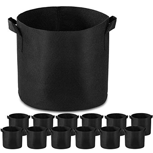 Garden4Ever 12-Pack 5 Gallon Grow Bags Heavy Duty Container Thickened Nonwoven Fabric Plant Pots with Handles