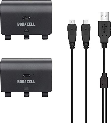 Xbox One Battery 2 pack Rechargeable  Xbox One Controller Battery with battery cover 2 in 1 Micro USB Cable for Xbox One-Xbox One S-Xbox One X-Xbox One Elite Wireless Controller