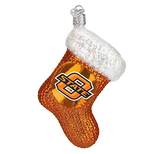 Old-World-Christmas Glass Blown Ornament with S-Hook and Gift Box  College Stocking Selection Oklahoma State Stocking  60508