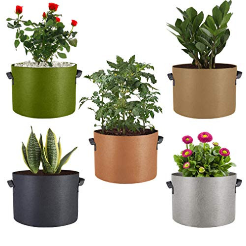 5 Gallon Grow Bags Thickened Fabric Grow Pots with Handles and Access Flap for Garden Vegetables Potato Tomato Planter Growing Bags 5 Pack 5 Gallon Grow Bags Thickened Fabric Grow Pots with Handles and Access Flap for Garden Vegetables Potato Tomato Planter Growing Bags 5 Pack