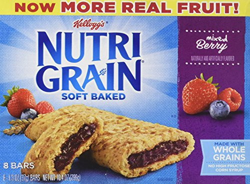 Kellogg s  Nutri-Grain Breakfast Bars  Mixed Berry  8 Count  13oz Box Pack of 4