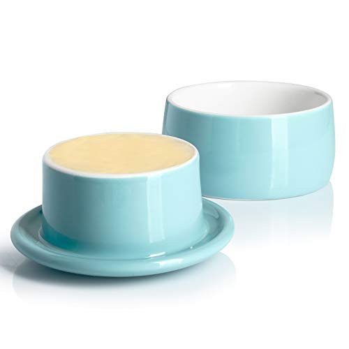Porcelain Butter Crock  French Butter Keeper - Fresh Soft Butter without Refrigeration  Turquoise - Better Butter   Beyond