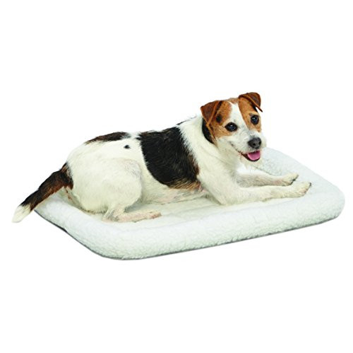 24L-Inch White Fleece Dog Bed or Cat Bed w- Comfortable Bolster  Ideal for Small Dog Breeds   Fits a 24-Inch Dog Crate  Easy Maintenance Machine Wash   Dry  1-Year Warranty