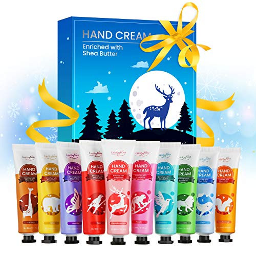 Hand Cream Gift Set  Luckyfine Nourishing Hand Cream Set with Natural Shea Butter and Vitamin E  Moisturizing Travel Size Hand Lotion for Dry Hands  Best Gifts Idea for Women-Mother-Christmas10pcs