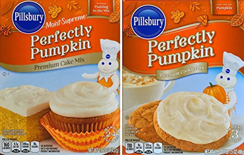 Pillsbury Moist Supreme Perfectly Pumpkin Premium Cake Mix Net Wt 15-25 Oz and Pillsbury Perfectly Pumpkin Premium Cookie Mix Net Wt 17-5 Oz Perfect Autumn Baking Mixes Gift Set