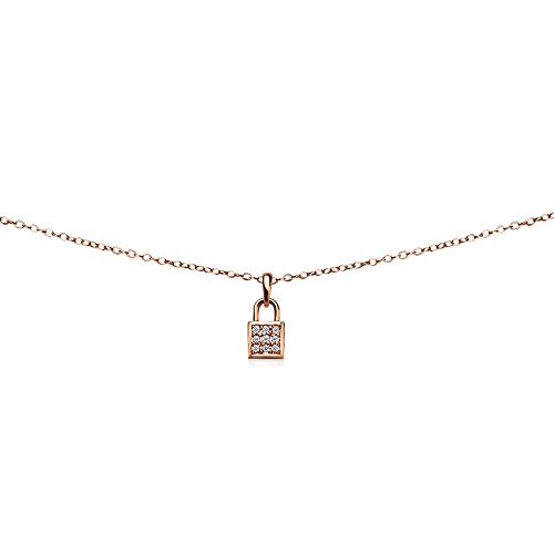 GemStar USA Rose Gold Flashed Sterling Silver Cubic Zirconia Love Lock Dainty Choker Necklace