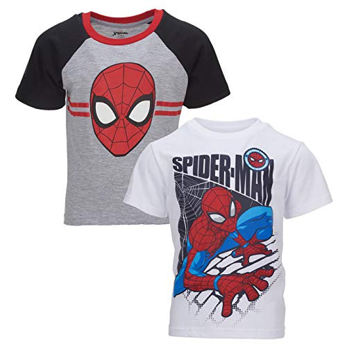 Marvel Spiderman Little Boys Short-Sleeve 2 Pack T-Shirts Gray-White 5-6