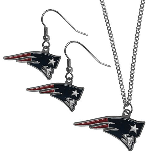 NFL Siskiyou Sports Womens New England Patriots Dangle Earrings and Chain Necklace Set One Size Team Color NFL Siskiyou Sports Womens New England Patriots Dangle Earrings and Chain Necklace Set One Size Team Color
