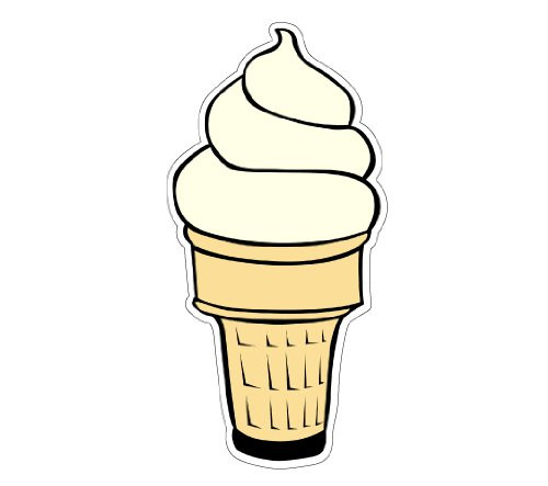Soft Serve ICE Cream Vanilla Concession Decal cart Cone