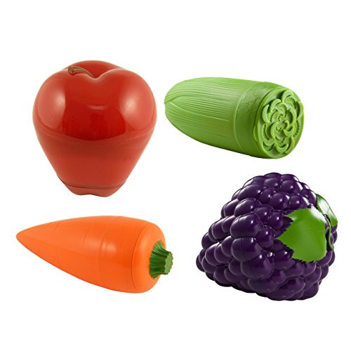 Hutzler 390AS-4 Fruit & Veggie Snack Containers, Set of 4, regular, red, green, orange, purple