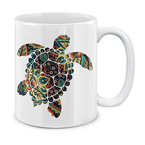 MUGBREW Paisley Pattern Turtle Ceramic Coffee Gift Mug Tea Cup, 11 OZ