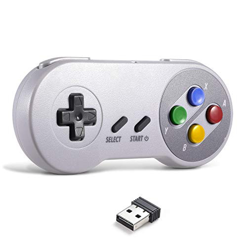 MODESLAB 2-4G Wireless Controller Chargeable Classic SNES USB Gamepad Joystick with USB Receiver Charging Cable for Games Support PC Windows Mac and Retropie Gamepad NES SNES Emulator Multicolored