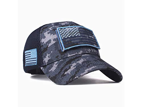 Anna-Kaci 4th of July American Military Embroidered USA Flag Soft Mesh Hat Baseball Camo Caps  Navy camo  OneSize