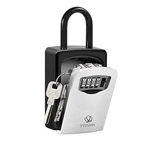 TTRWIN Key Lock Box 4 Digit Wall Mounted Weatherproof House Security Lock Box  5 Keys Capacity for Home  Outside  Office  Warehouse  Garage
