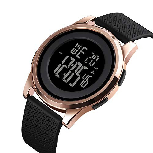 YUINK Mens Digital Sport Watches Ultra-Thin Waterproof Large Face Minimalist Wrist Watches for Men Rose Gold