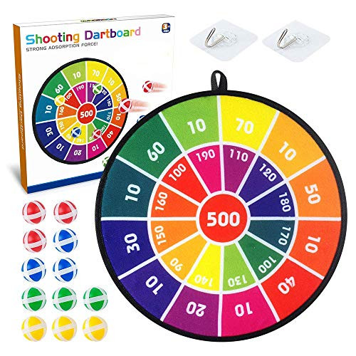 BAODLON Kids Dart Board Game Set - 14 Inches Dart Board for Kids with 12 Sticky Balls - Darts Board Set with Colorful Box - Safe Darts Board Game Gift Toy for 3 4 5 6 7  8-12 Years Old Kids Boys Girls
