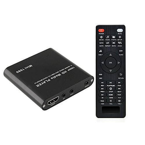 HDMI Media Player, AGPtek Black Mini 1080p Full-HD Ultra HDMI Digital Media Player for -MKV/RM- HDD USB Drives and SD Cards