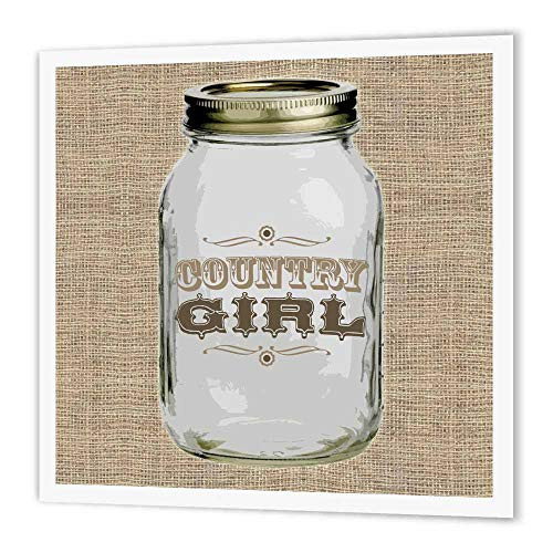 3dRose ht1658743 Mason Jar on Burlap Country Girlin Brown Iron on Heat Transfer  10 by 10-Inch  for White Material