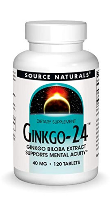 Source Naturals Ginkgo-24 - Ginkgo Biloba Extract 40 mg Supports Mental Acuity - 120 Tablets Source Naturals Ginkgo-24 - Ginkgo Biloba Extract 40 mg Supports Mental Acuity - 120 Tablets