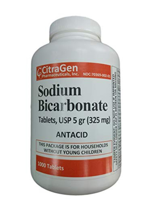 Sodium Bicarbonate Tablets USP 325 mg 5 Grains for Relief of Acid Indigestion  Heartburn  Sour Stomach   Upset Stomach 1000 Tablets per Bottle by CitraGen Pharmaceuticals Inc