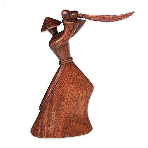 NOVICA Hand Carved Brown Natural Grain Suar Wood Warrior Sculpture, 7.75" Tall 'Samurai Strategy' NOVICA Hand Carved Brown Natural Grain Suar Wood Warrior Sculpture, 7.75" Tall 'Samurai Strategy'