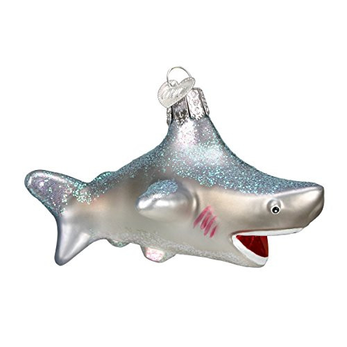 Old World Christmas Glass Blown Ornament with S-Hook and Gift Box  Ocean Collection Shark
