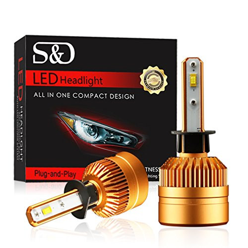 Extremely Bright H1 LED Headlight Bulbs With High Power 8000Lm 6000K Cold White Lamps Replacement All-in-One Conversion Kits - 2 Year Warranty