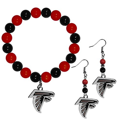 NFL Siskiyou Sports Womens Atlanta Falcons Fan Bead Earrings and Bracelet Set One Size Team Color NFL Siskiyou Sports Womens Atlanta Falcons Fan Bead Earrings and Bracelet Set One Size Team Color