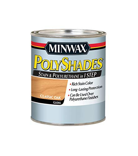 Minwax 617704444 PolyShades - Stain   Polyurethane in 1 Step  quart  Classic Oak  Gloss