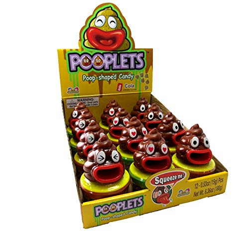 Kidsmania Pooplets Poop Emoji Shaped Candy Toy - Display Box of 12 Count