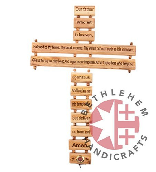 Bethlehem Handicrafts 16.7" Olive Wood Cross with the Lord's Prayer Bethlehem Handicrafts 16.7" Olive Wood Cross with the Lord's Prayer