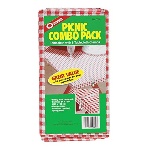 Coghlan s Picnic Combo Pack 54 x72  Tablecloth 6 Spring Steel Clamps 3-Pack