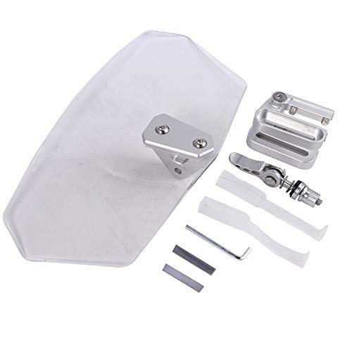 Justech Adjustable Clip On Windshield Extension Spoiler Wind Air Deflector for Motorcycle Motorbike-Clear