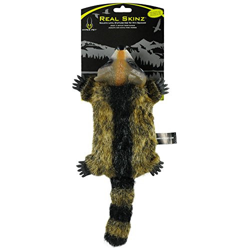 Hyper Pet Real Skinz Plush Dog Toy with Squeaker  Raccoon