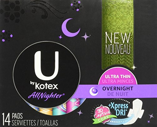 U By Kotex All Nighter Pads Overnight  14 Each Pack of 2