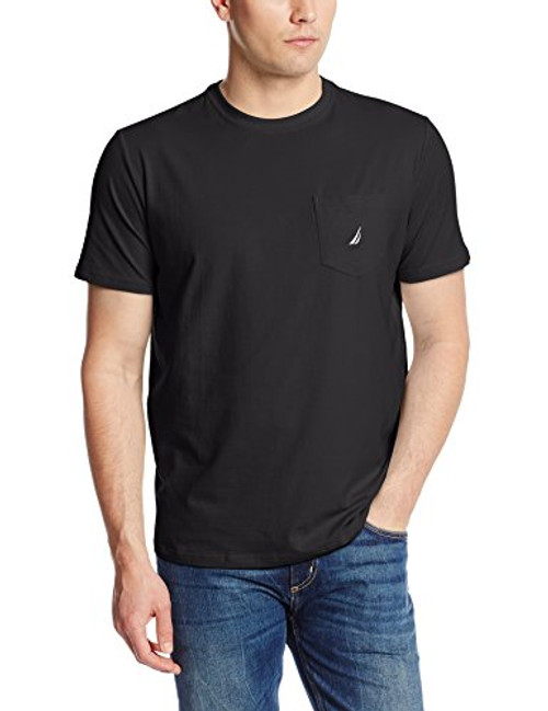 Nautica Men s Solid Crew Neck Short Sleeve Pocket T-Shirt  Black  Large