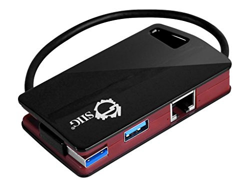 SIIG SuperSpeed 3 Port USB 3.0 LAN Hub Adapter with RJ45 Gigabit Ethernet Port ; USB-C to Type-A Adapter - Red