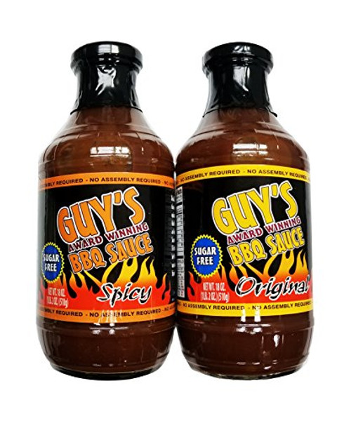 Guy s Award Winning Sugar Free BBQ Sauce - Original Spicy Combo Pack - 18 oz Bottle of Each Original and Spicy Barbecue Sauces Guy s Award Winning Sugar Free BBQ Sauce - Original Spicy Combo Pack - 18 oz Bottle of Each Original and Spicy Barbecue Sauces